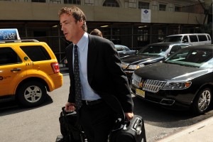 Jun 27, 2013; New York, NY, USA; Colorado Avalanche executive vice president of hockey operations Joe Sakic arrives at the Westin Hotel for the NHL Board of Governors meeting. Mandatory Credit: Joe Camporeale-USA TODAY Sports