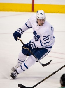 Jan 31, 2017; Dallas, TX, USA; Toronto Maple Leafs left wing James van Riemsdyk (25) skates against the Dallas Stars during the game at the American Airlines Center. The Stars defeat the Maple Leafs 6-3. Mandatory Credit: Jerome Miron-USA TODAY Sports